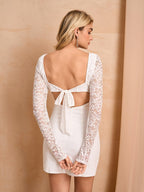 Women’s Lace Mini Dress 2025 – Long Sleeve Sweetheart Backless A-Line